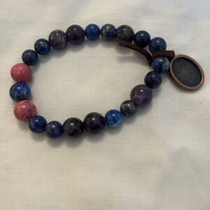 Lapis Lazuli and Rhodochrosite beaded stretch bracelet